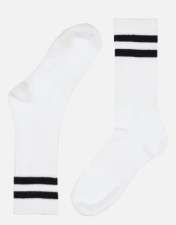 Twin Stripe Sport Socks in White