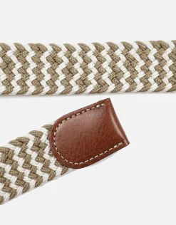 Two Tone Elastic Woven Belt in Tan