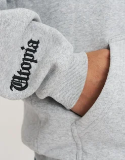 Utopia Funnel Neck Oversized Quarter Zip Sweat in Grey Marl