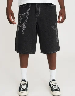 Vanguard Chains Baggy Fit Jorts in Washed Black
