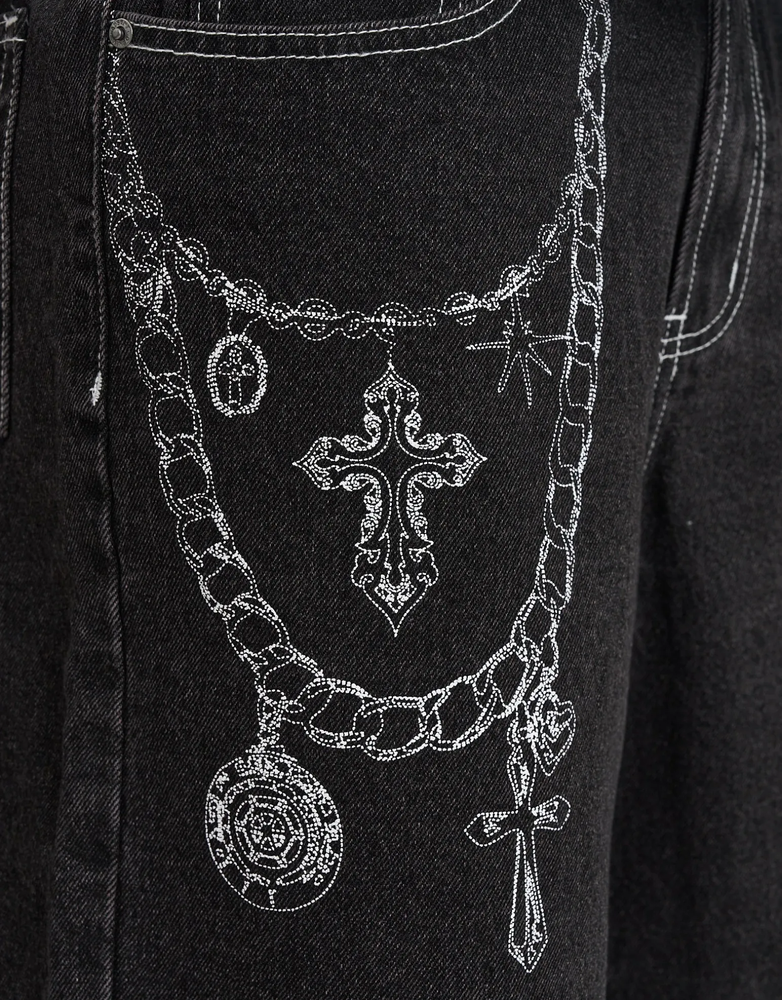 Vanguard Chains Baggy Fit Jorts in Washed Black