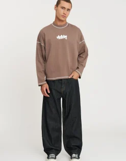 Vanguard Cropped Long Sleeve T Shirt in Wood Smoke