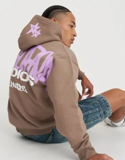 Vanguard Oversized Hoodie in Wood Smoke