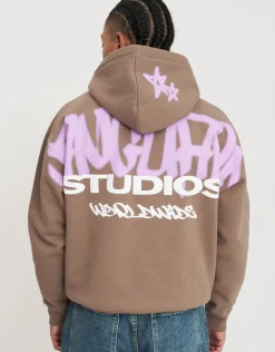 Vanguard Oversized Hoodie in Wood Smoke