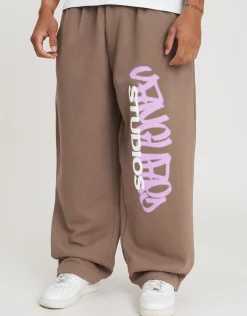 Vanguard Wide Track Pants in Wood Smoke