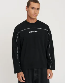 Vapor Cropped Long Sleeve T Shirt in Black