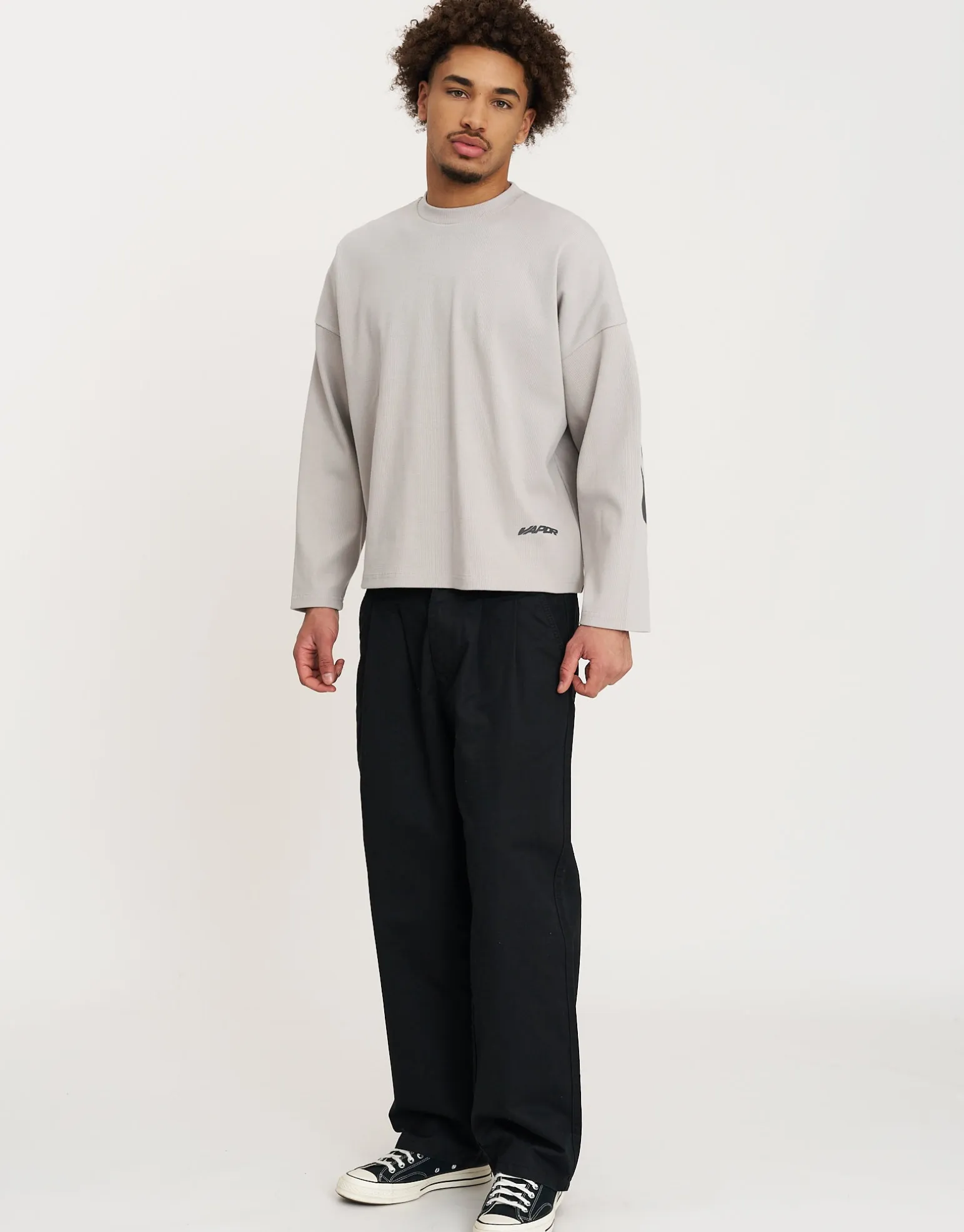 Vapor Textured Long Sleeve T Shirt in Moon