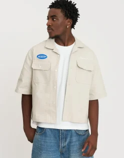 Velocity Cropped Short Sleeve Shirt in Desert Stone