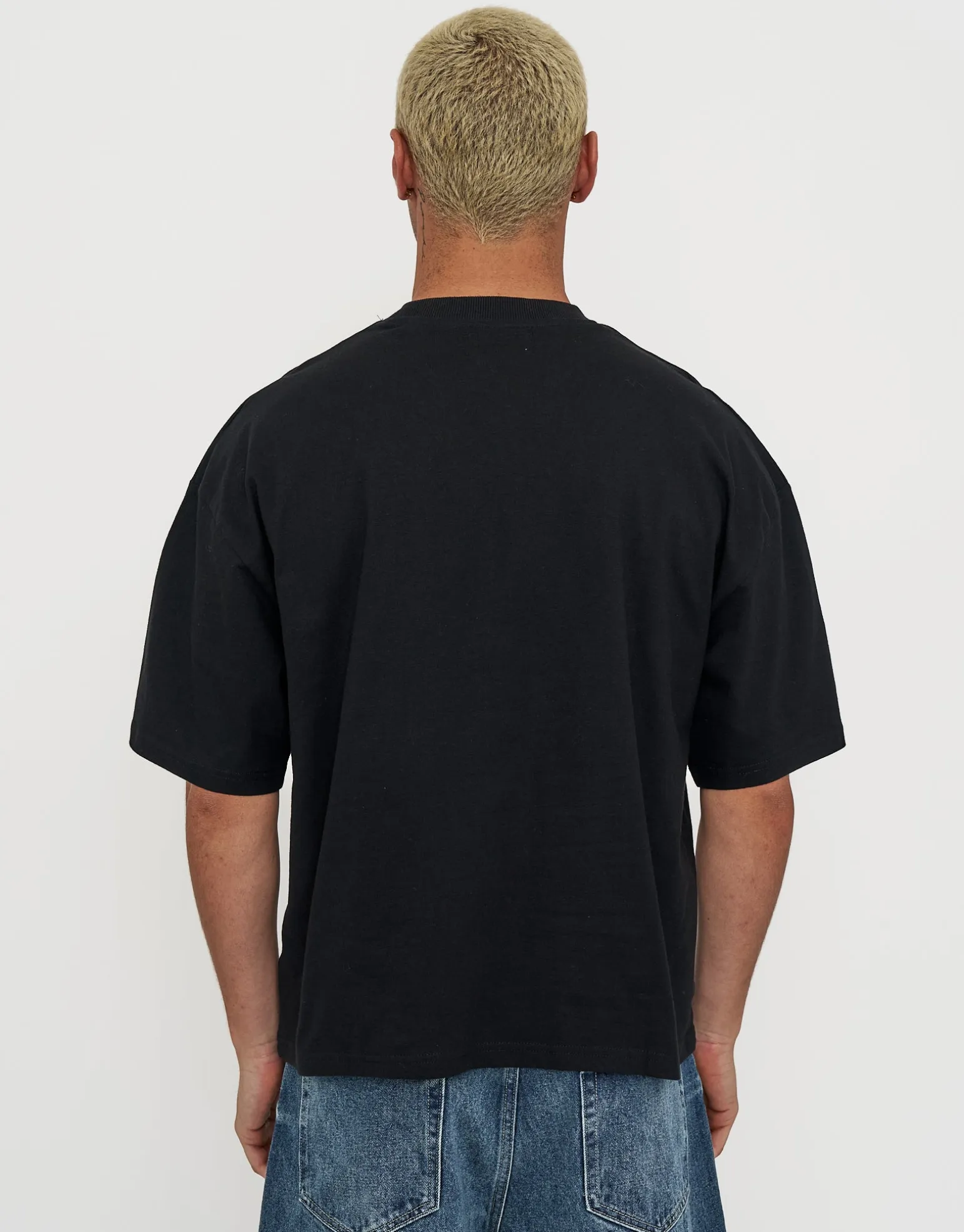 Vintage Box Fit T Shirt in Solid Black