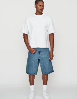 Vipers Embroidered Baggy Fit Jorts in Vintage Light Blue