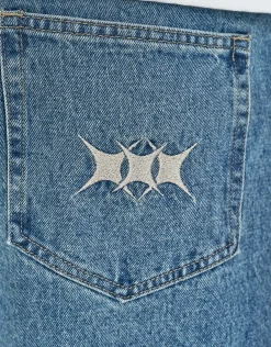 Vipers Embroidered Baggy Fit Jorts in Vintage Light Blue