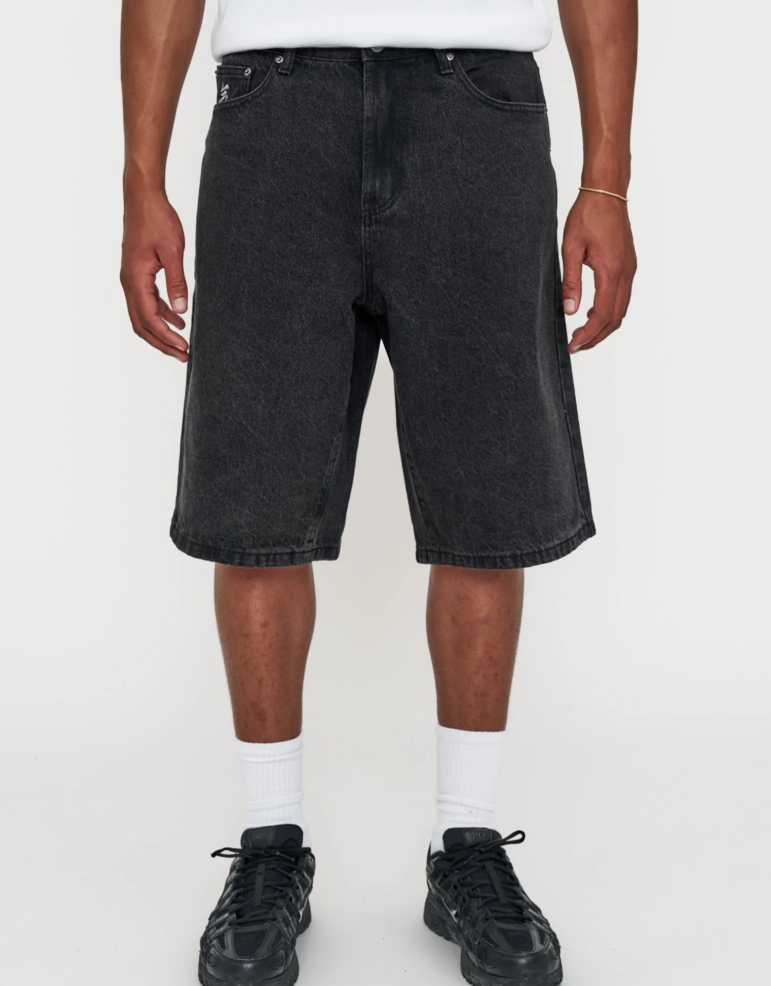Vipers Embroidered Baggy Fit Jorts in Vintage Light Blue
