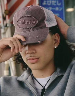 Vultures Distressed Trucker Cap in Pink