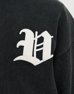 Vultures Oversized Hoodie in Washed Black
