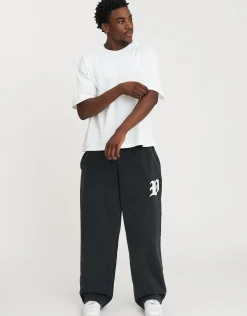 Vultures Wide Track Pants in Washed Black