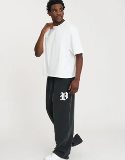 Vultures Wide Track Pants in Washed Black