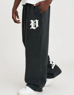 Vultures Wide Track Pants in Washed Black