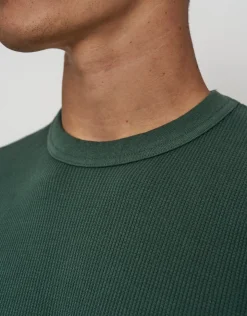 Waffle Relaxed Fit Long Sleeve T Shirt in Ivy