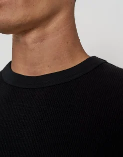 Waffle Relaxed Fit Long Sleeve T Shirt in Ivy