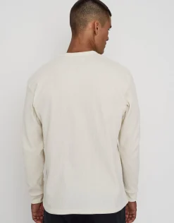 Waffle Relaxed Fit Long Sleeve T Shirt in Ivy