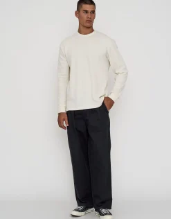 Waffle Relaxed Fit Long Sleeve T Shirt in Snow