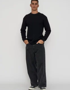 Waffle Relaxed Fit Long Sleeve T Shirt in Snow