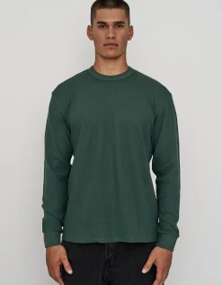 Waffle Relaxed Fit Long Sleeve T Shirt in Snow