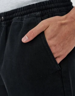 Washed Twill Elastic Waist Shorts in Sand