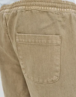 Washed Twill Elastic Waist Shorts in Sand