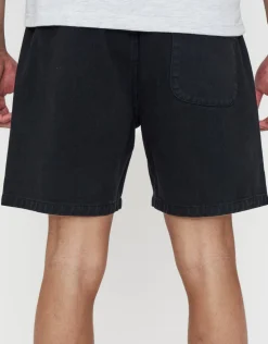 Washed Twill Elastic Waist Shorts in Sand