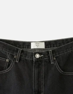 West Divison Baggy Fit Jorts in Black/white Stitch
