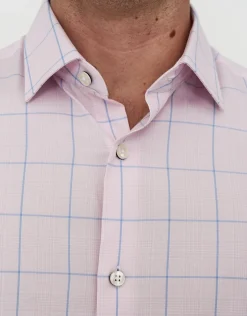 Window Grid Long Sleeve Dress Shirt in Light Blue