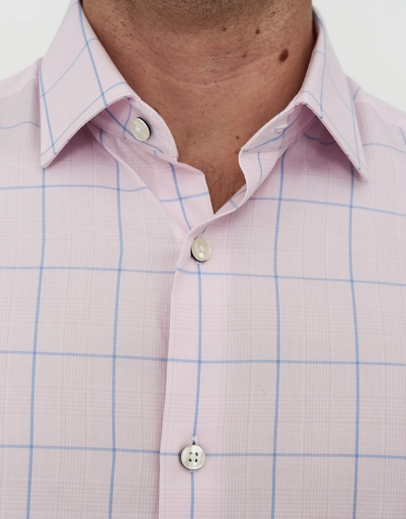 Window Grid Long Sleeve Dress Shirt in Light Blue