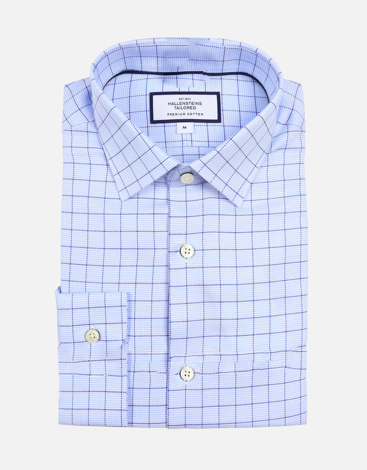 Window Grid Long Sleeve Dress Shirt in Light Blue
