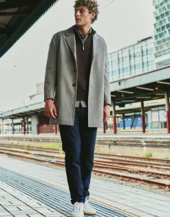 Wool Blend Overcoat in Black