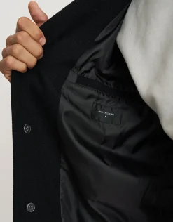 Wool Blend Overcoat in Black