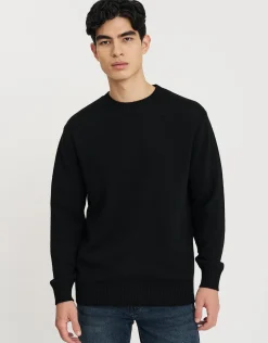100% Wool Crew Neck Knit in Black