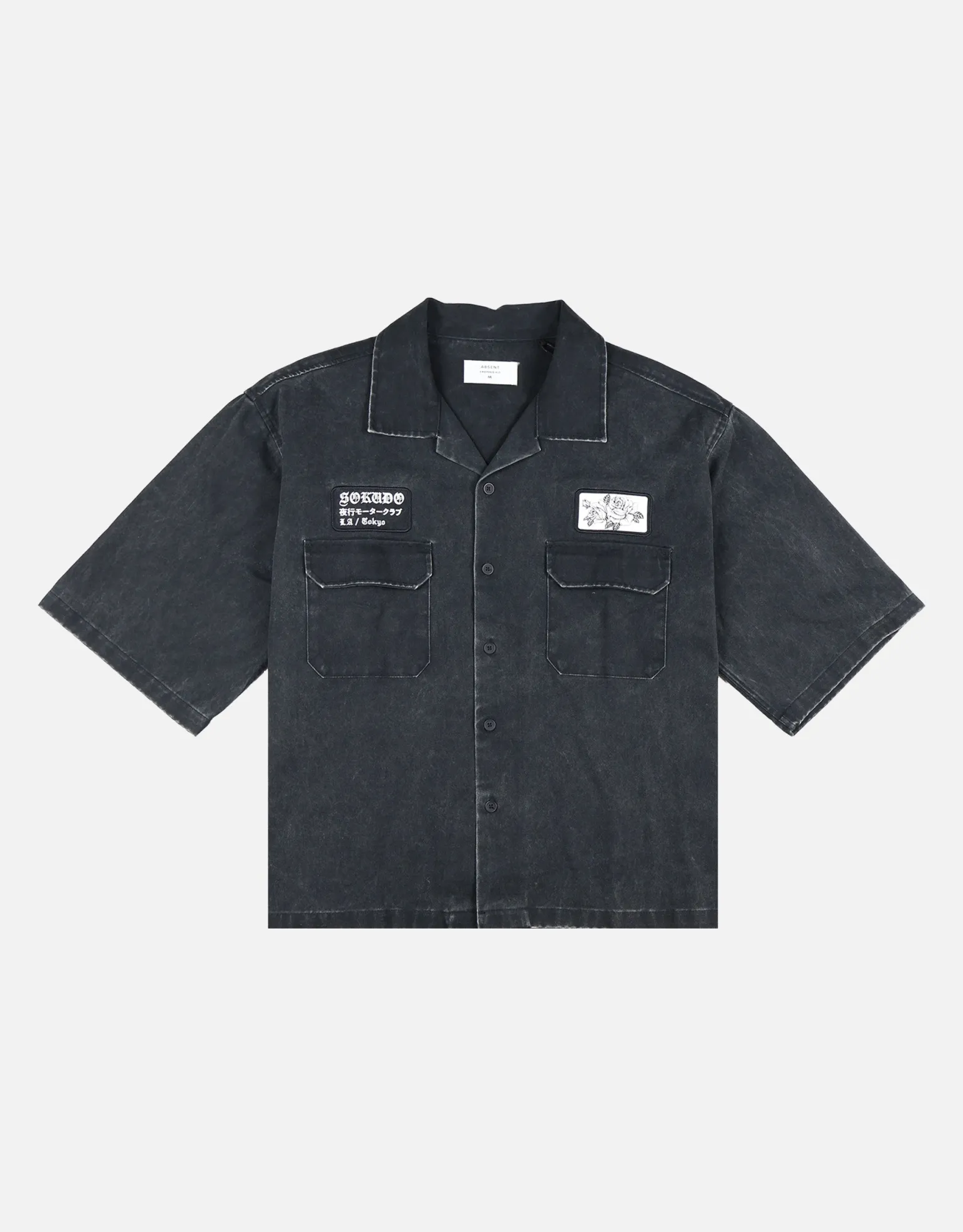 Worldwide Cropped Short Sleeve Shirt in Black