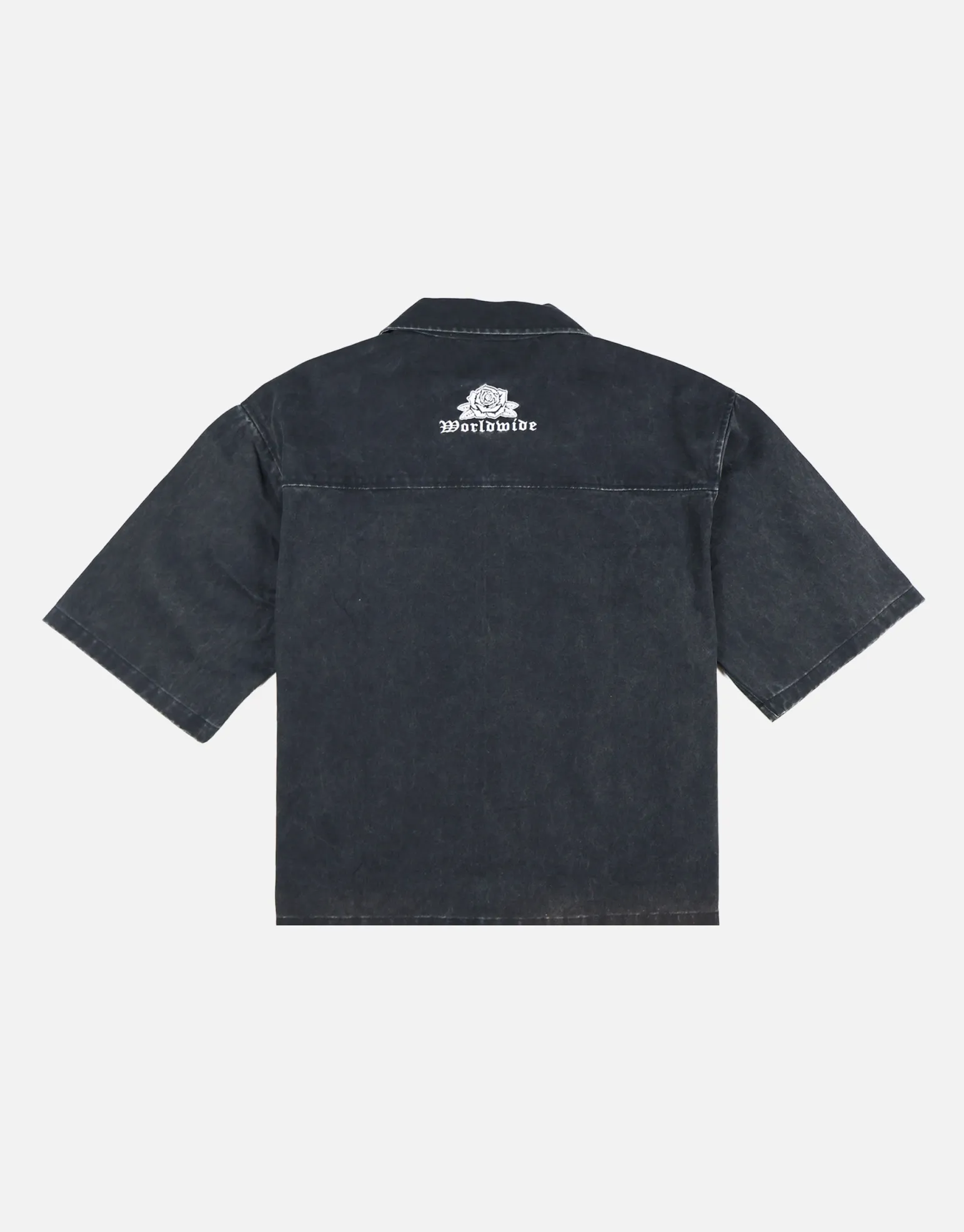 Worldwide Cropped Short Sleeve Shirt in Black