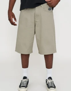 WRLDVSN Baggy Fit Twill Jorts in Charcoal