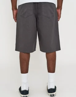 WRLDVSN Baggy Fit Twill Jorts in Charcoal