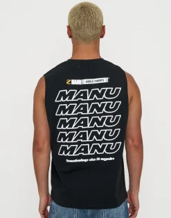 Z Manu World Champs Muscle Singlet in Solid Black
