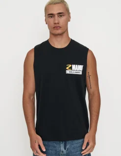 Z Manu World Champs Muscle Singlet in Solid Black